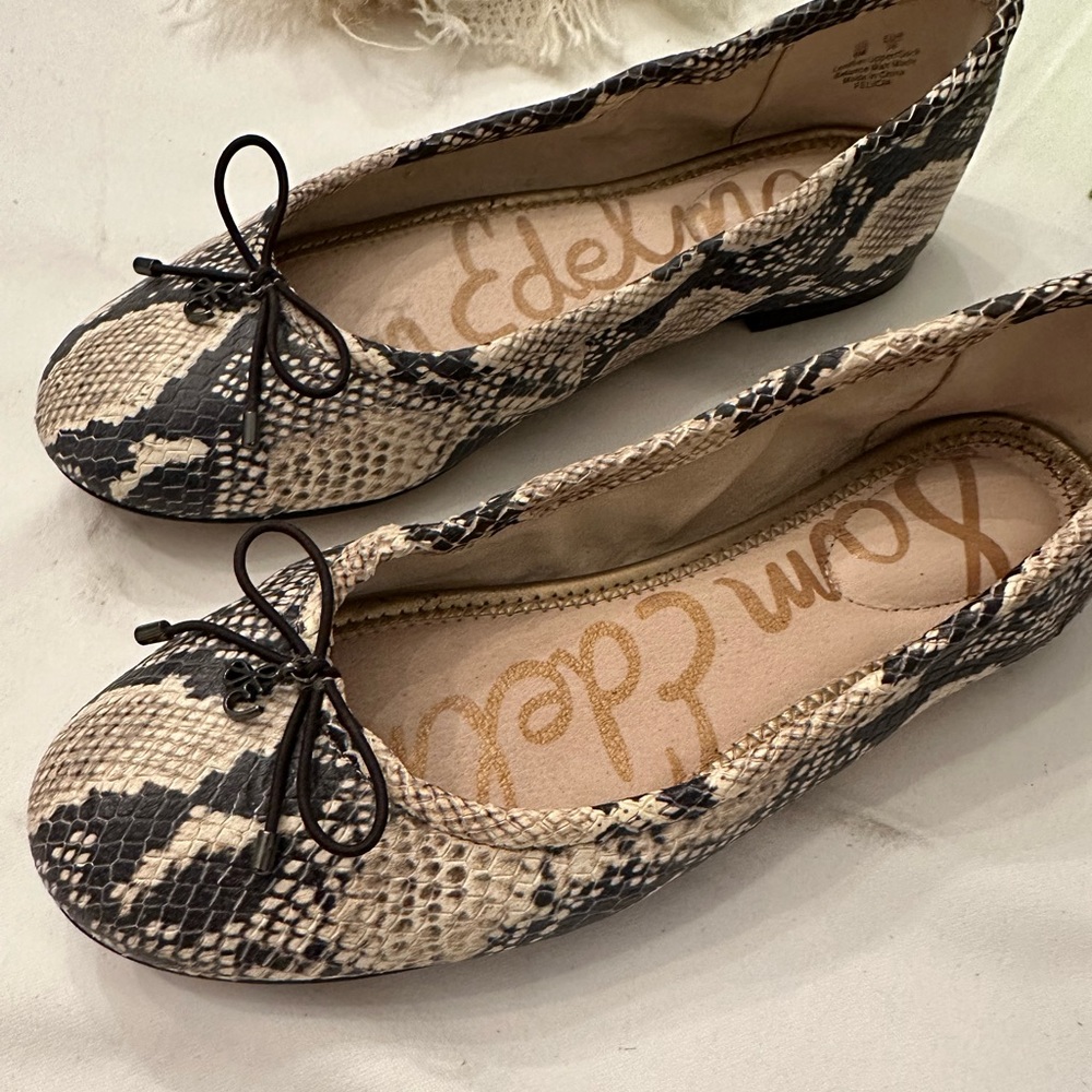 Sam Edelman Felicia Luxe Flats, faux python color, size 6, Good Condition
